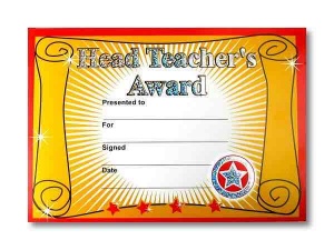 Head teacher award certificate